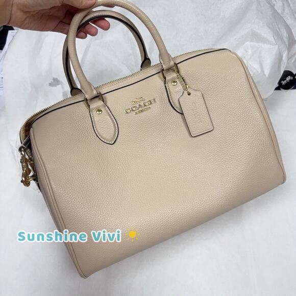 NWT Coach Rowan Large Satchel Bag Leather CV960 Gold/Ivory